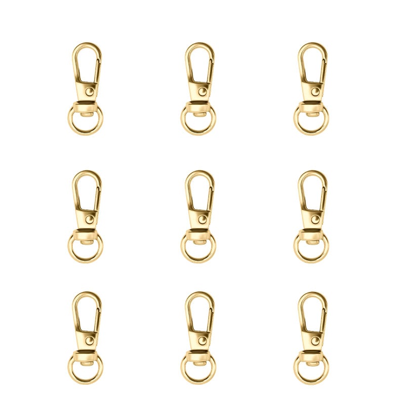 TiSuit 12pcs Swivel Push Gate Snap Hooks Clasps for DIY Crafts Keychain Clip Purse Handbag Making Accessories (Light Gold,Small(32mm)) - Image 1