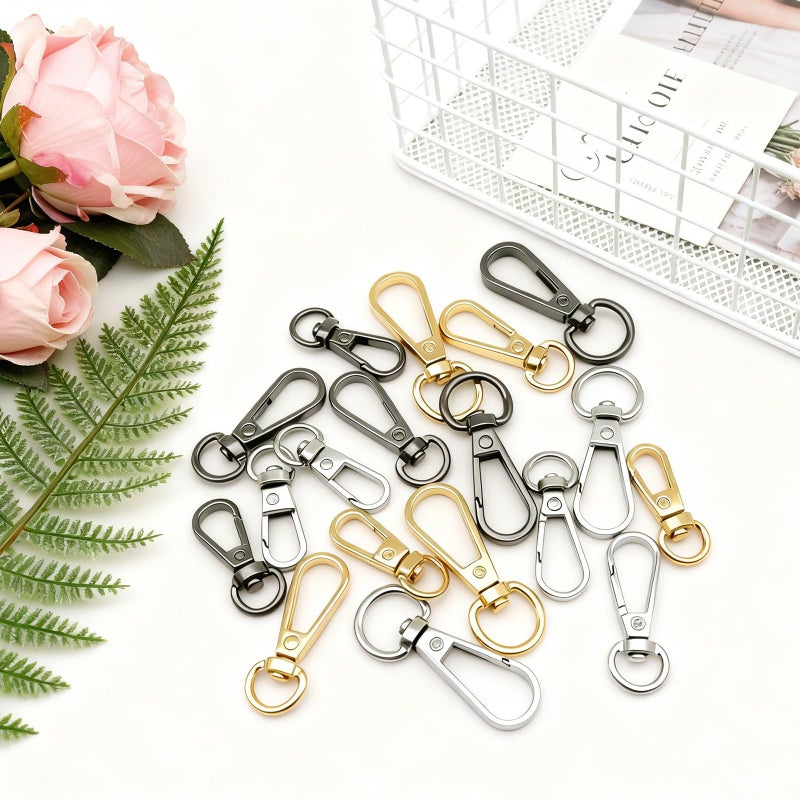 TiSuit 12pcs Swivel Push Gate Snap Hooks Clasps for DIY Crafts Keychain Clip Purse Handbag Making Accessories (Light Gold,Small(32mm)) - Image 4