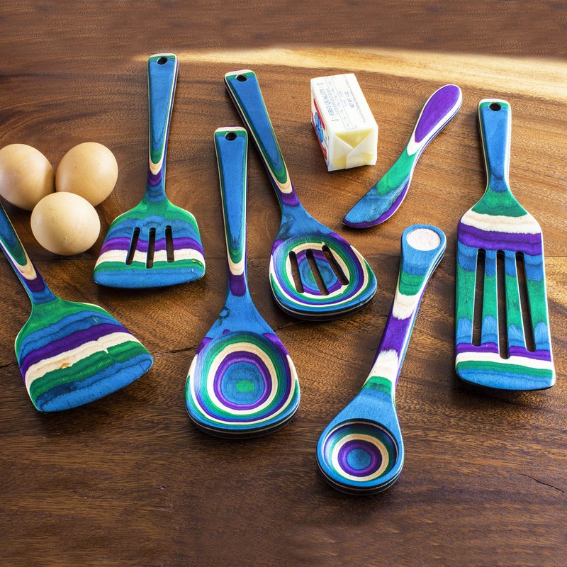 Totally Bamboo Baltique Mumbai Collection 7 Piece Cooking Utensil Set, Safe for Nonstick - Image 3