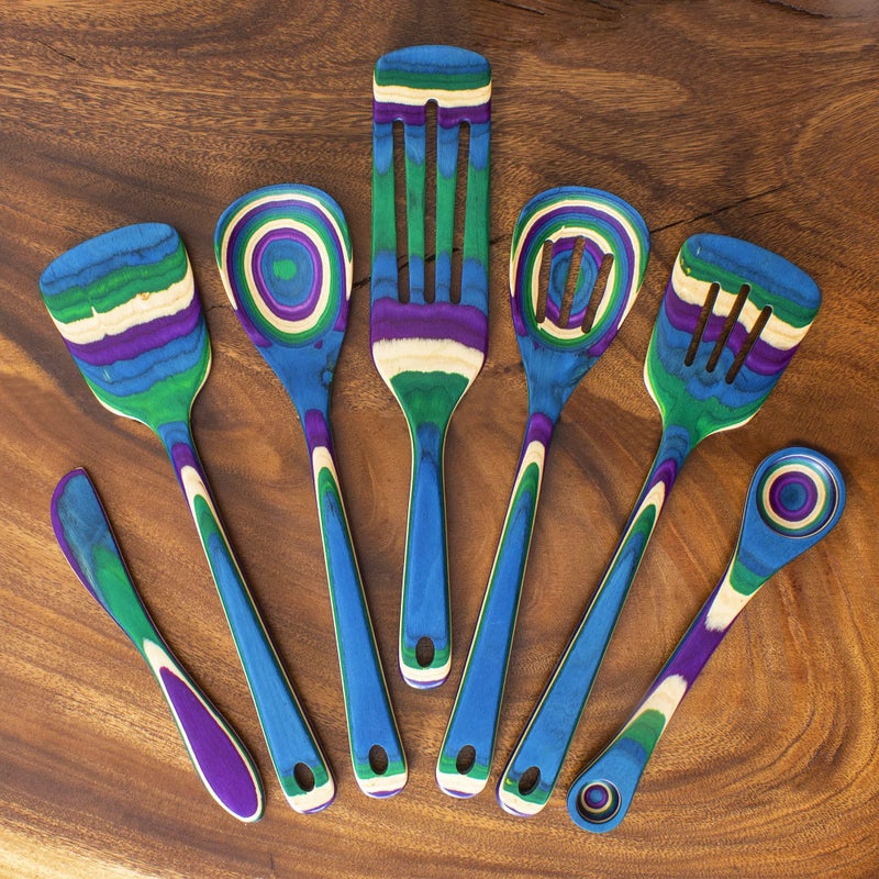 Totally Bamboo Baltique Mumbai Collection 7 Piece Cooking Utensil Set, Safe for Nonstick - Image 4