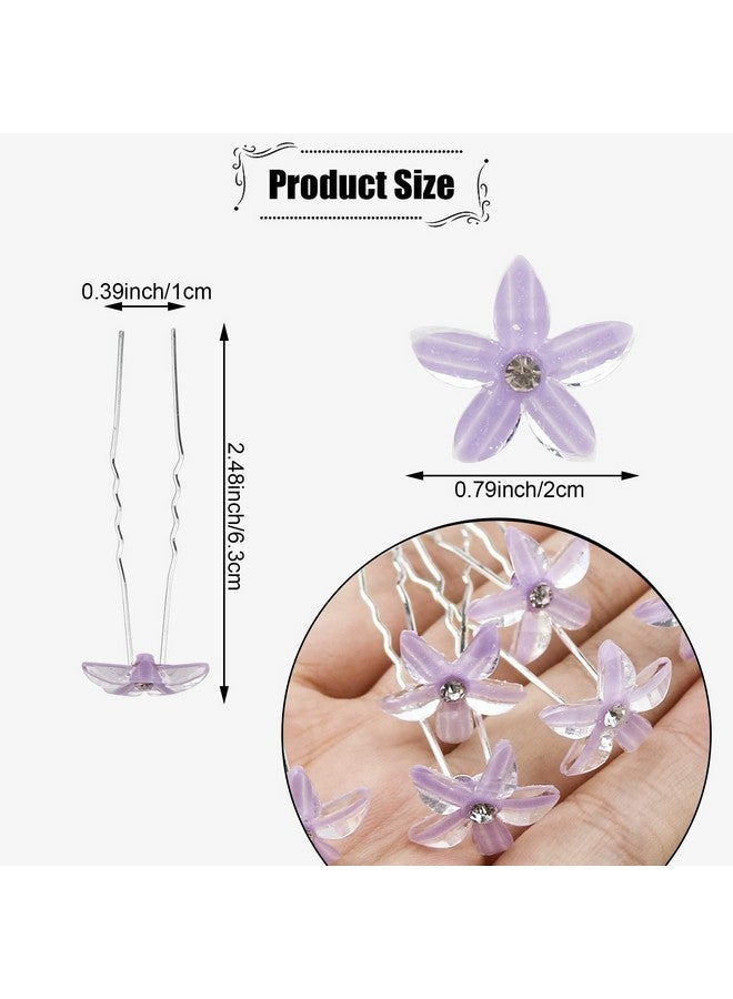 DonLeeving 30 PCS Bride Wedding Hair Pins Purple Flower Bridal Head Clip Crystal Rhinestone Hair Barrettes U-Shape Hair Clips Hair Accessories for Bridal Wedding Women - Image 2