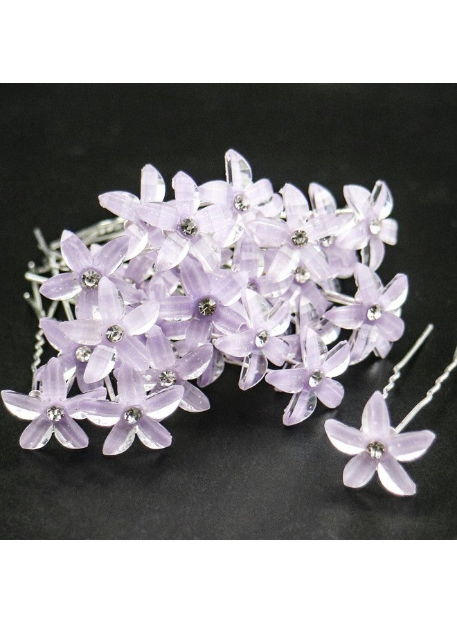 DonLeeving 30 PCS Bride Wedding Hair Pins Purple Flower Bridal Head Clip Crystal Rhinestone Hair Barrettes U-Shape Hair Clips Hair Accessories for Bridal Wedding Women - Image 1