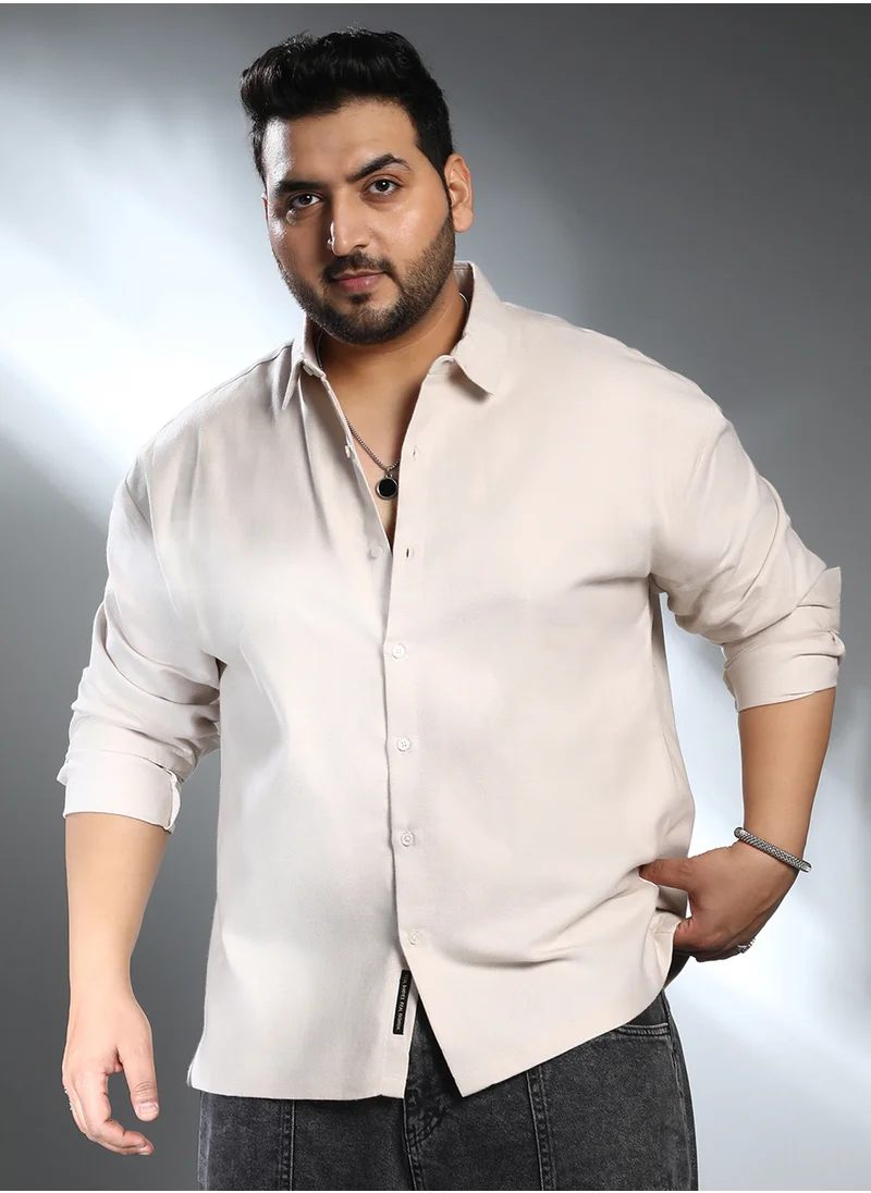 انستافاب بلس Instafab Plus Men's Daisy White Solid Regular Shirt For Casual Wear | Spread Collar | Long Cuffed Sleeves | Button Closure | Plus Size Shirt Crafted With Comfort Fit For Everyday Wear