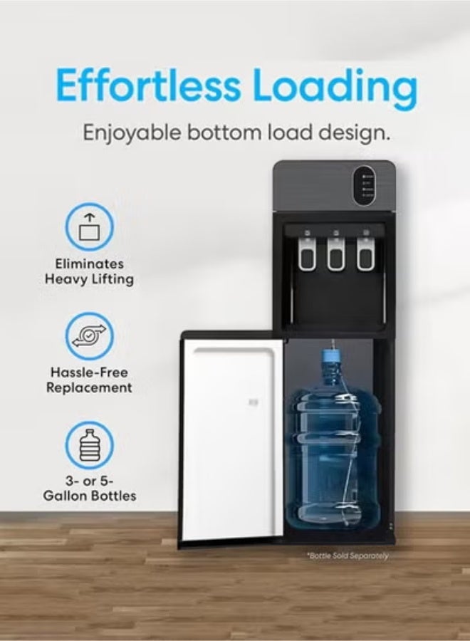 Valshar Bottom Loading Water Dispenser| Normal, Hot and Cold Function, Compressor Cooling, And 3 Taps| Cold Temperature: 4-12 Degrees Celsius; Hot Temperature: 85-95 Degrees Celsius| Perfect For Home And Office| Metallic - Image 5