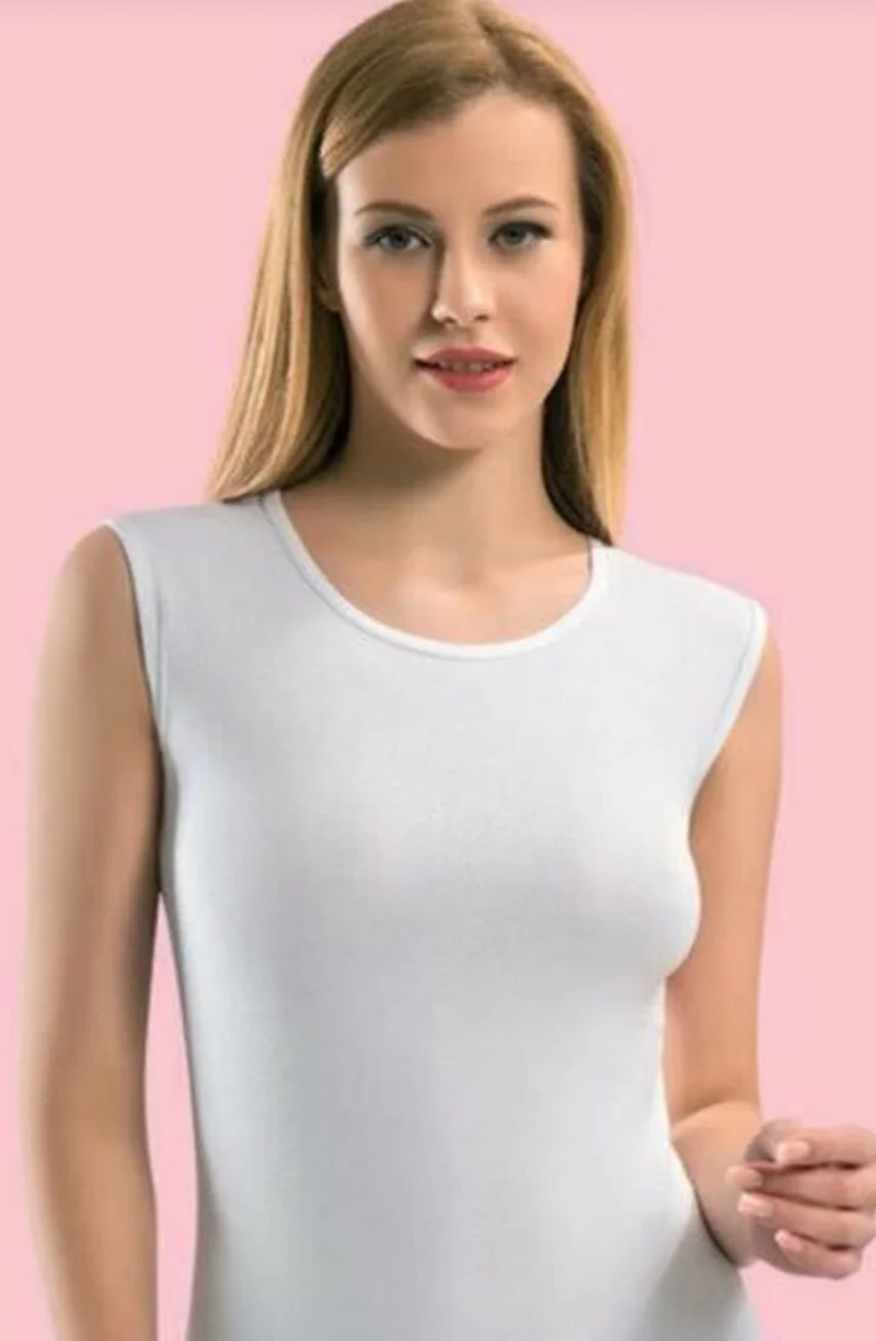 KOTA Women's White Zero Collar Zero Sleeve Body Athlete 6006