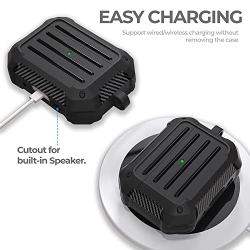 NEWTECHNO Tough Armour Cover Case Compatible with Airpods Pro 2 (2023/2022) / Airpods Pro 2nd Generation Case-Matte Black - Image 4