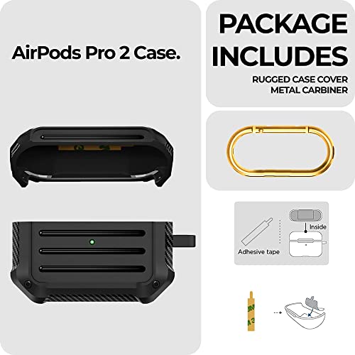 NEWTECHNO Tough Armour Cover Case Compatible with Airpods Pro 2 (2023/2022) / Airpods Pro 2nd Generation Case-Matte Black - Image 5