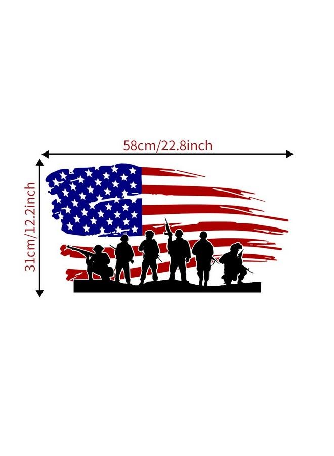Amaonm Removable Vinyl American Flag And Soldier Wall Decal Usa Flag Wall Stickers Peel Stick Art Decor For Classroom Kids Bedroom Teens Nursery Living Room Playroom Offices Wall Decoration (Flag) - Image 3