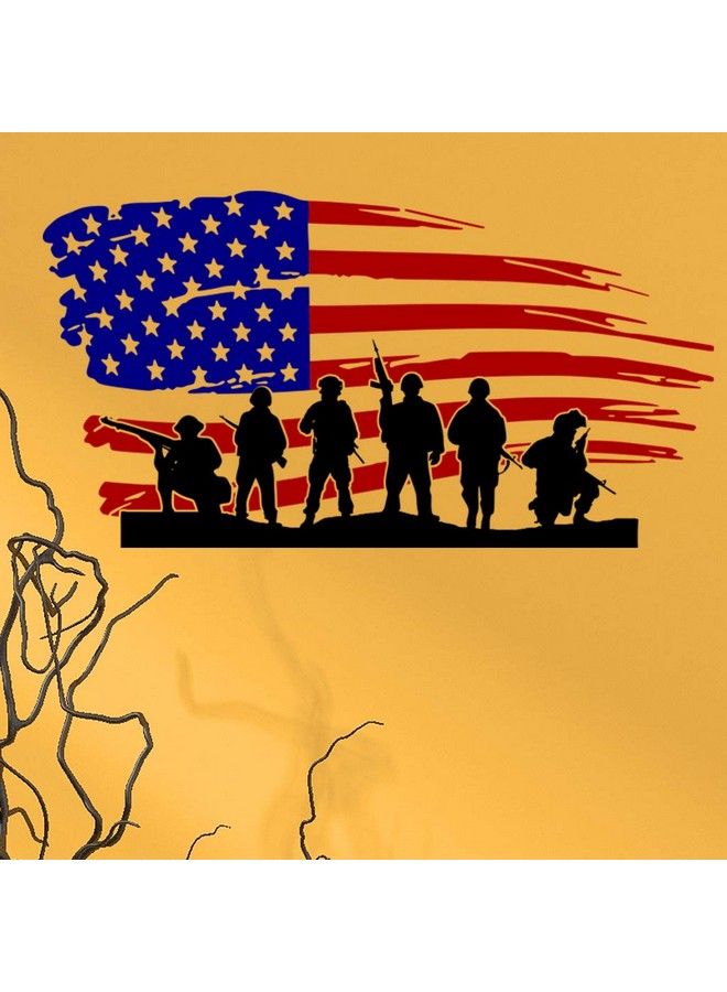 Amaonm Removable Vinyl American Flag And Soldier Wall Decal Usa Flag Wall Stickers Peel Stick Art Decor For Classroom Kids Bedroom Teens Nursery Living Room Playroom Offices Wall Decoration (Flag) - Image 4