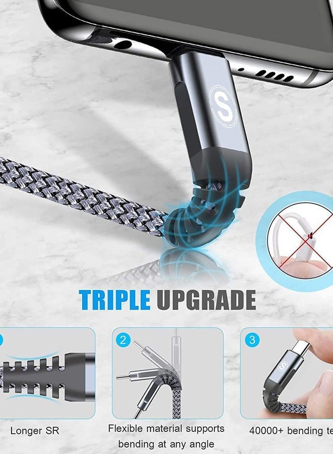 sweguard USB Type C iPhone 16 Pro Max Charger Cable [2-Pack,6.6ft+6.6ft] Nylon Braided USB C Cord for iPhone 16 15 Pro Max Samsung Galaxy S24 S23 S22 S21 S20 S10 A53 A15 Note Flip Pixel LG Moto PS5 - Image 4