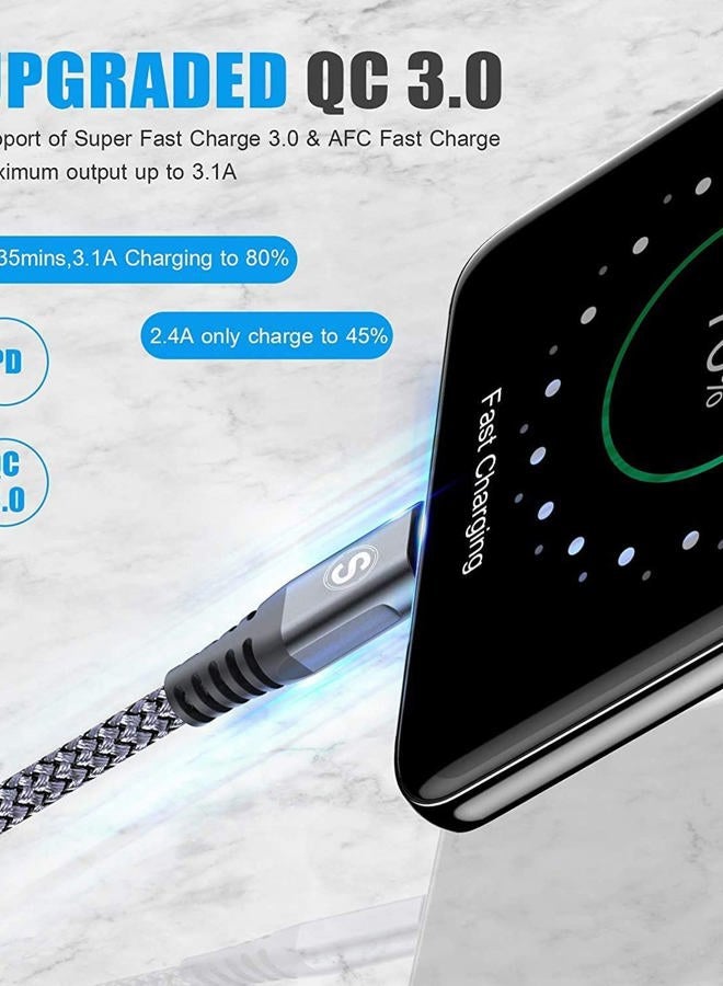 sweguard USB Type C iPhone 16 Pro Max Charger Cable [2-Pack,6.6ft+6.6ft] Nylon Braided USB C Cord for iPhone 16 15 Pro Max Samsung Galaxy S24 S23 S22 S21 S20 S10 A53 A15 Note Flip Pixel LG Moto PS5 - Image 2