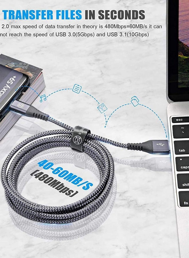 sweguard USB Type C iPhone 16 Pro Max Charger Cable [2-Pack,6.6ft+6.6ft] Nylon Braided USB C Cord for iPhone 16 15 Pro Max Samsung Galaxy S24 S23 S22 S21 S20 S10 A53 A15 Note Flip Pixel LG Moto PS5 - Image 5