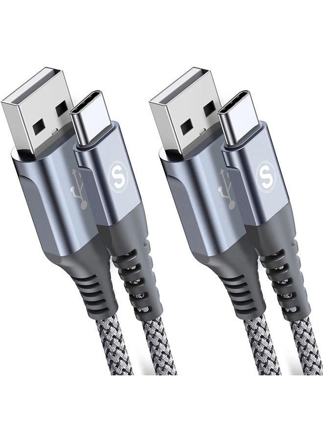 sweguard USB Type C iPhone 16 Pro Max Charger Cable [2-Pack,6.6ft+6.6ft] Nylon Braided USB C Cord for iPhone 16 15 Pro Max Samsung Galaxy S24 S23 S22 S21 S20 S10 A53 A15 Note Flip Pixel LG Moto PS5 - Image 1