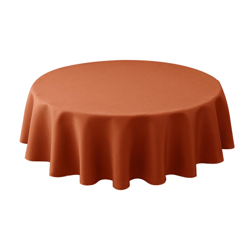 Biscaynebay Fall Tablecloth Textured Fabric Round Table Cloth 60 for Tables diameters from 28 to 48 Rust Thanksgiving Autumn Harvest Water Resistant Fabric Table Cover for Kitchen Dining Parties