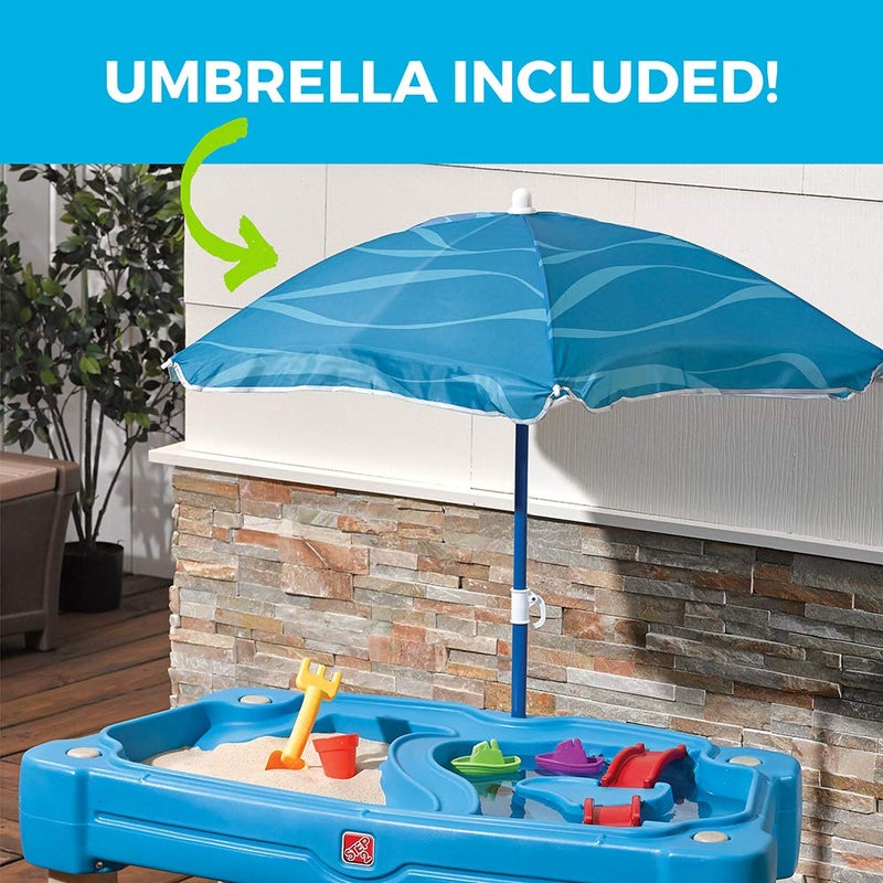 Step2 Cascading Cove Sand and Water Table, Kids Activity Sensory Playset, Comes with Umbrella, Summer Outdoor Toys, 7 Piece Toy Accessories, For Toddlers 1.5+ Years Old - Image 4