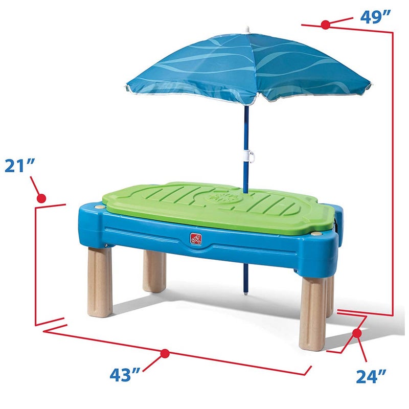 Step2 Cascading Cove Sand and Water Table, Kids Activity Sensory Playset, Comes with Umbrella, Summer Outdoor Toys, 7 Piece Toy Accessories, For Toddlers 1.5+ Years Old - Image 2