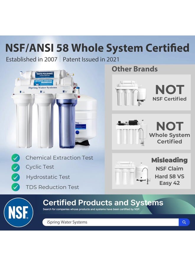 iSpring RCC7-BLK, NSF/ANSI 58 Certified, 5-Stage Reverse Osmosis System, RO Water Filter System Under Sink, Drinking Water Filter, 75 GPD, Stylish Black RO Faucet - Image 5