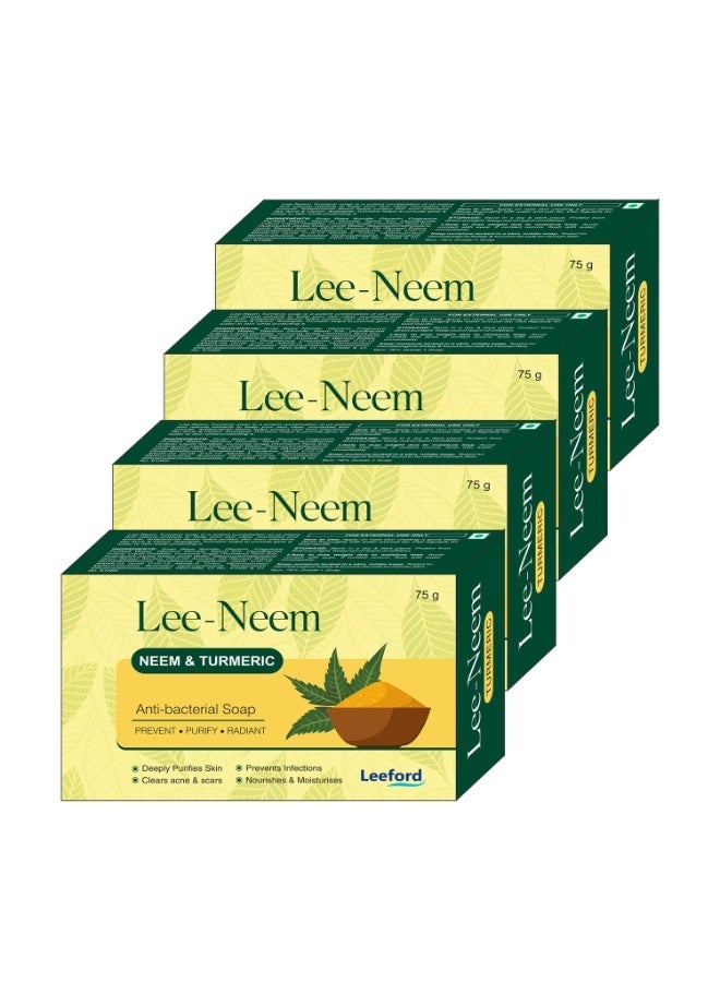 Leeford Lee-Neem Anti-Acne Soap for Glowing, Oil-Free Skin | Prevents Pimples, Deeply Purifies & Clears Scars | Dermatologically Safe | 75g (Pack of 4) - Image 1