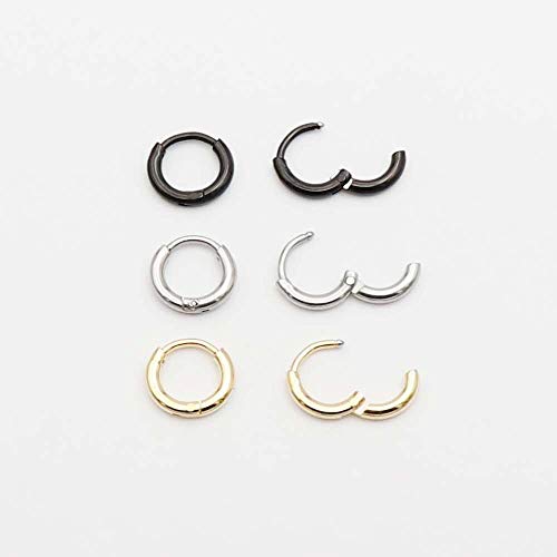 EACHLP 6MM Mini Hoop Earrings,Gold Silver Black Plated Tiny Thin Snug Cartilage Hoop Earring for Women&Men - Image 3