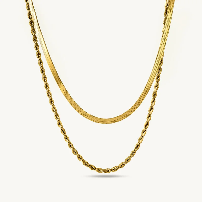 بالموناس PALMONAS 18k Gold Tone Plated Rope N Snake Chain
 for Women