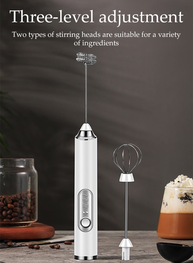 DUNISO Electric Milk Frother Rechargeable Ultra Fast Handheld Drink Mixer with Stainless Steel Stand Powerful 2 Heads 3 Speeds Fast Handheld Milk Frother Mini Waterproof Detachable Drink Mixer Foamer for Milk，Latte, Cappuccino, Hot Chocolate, Egg  - Image 3
