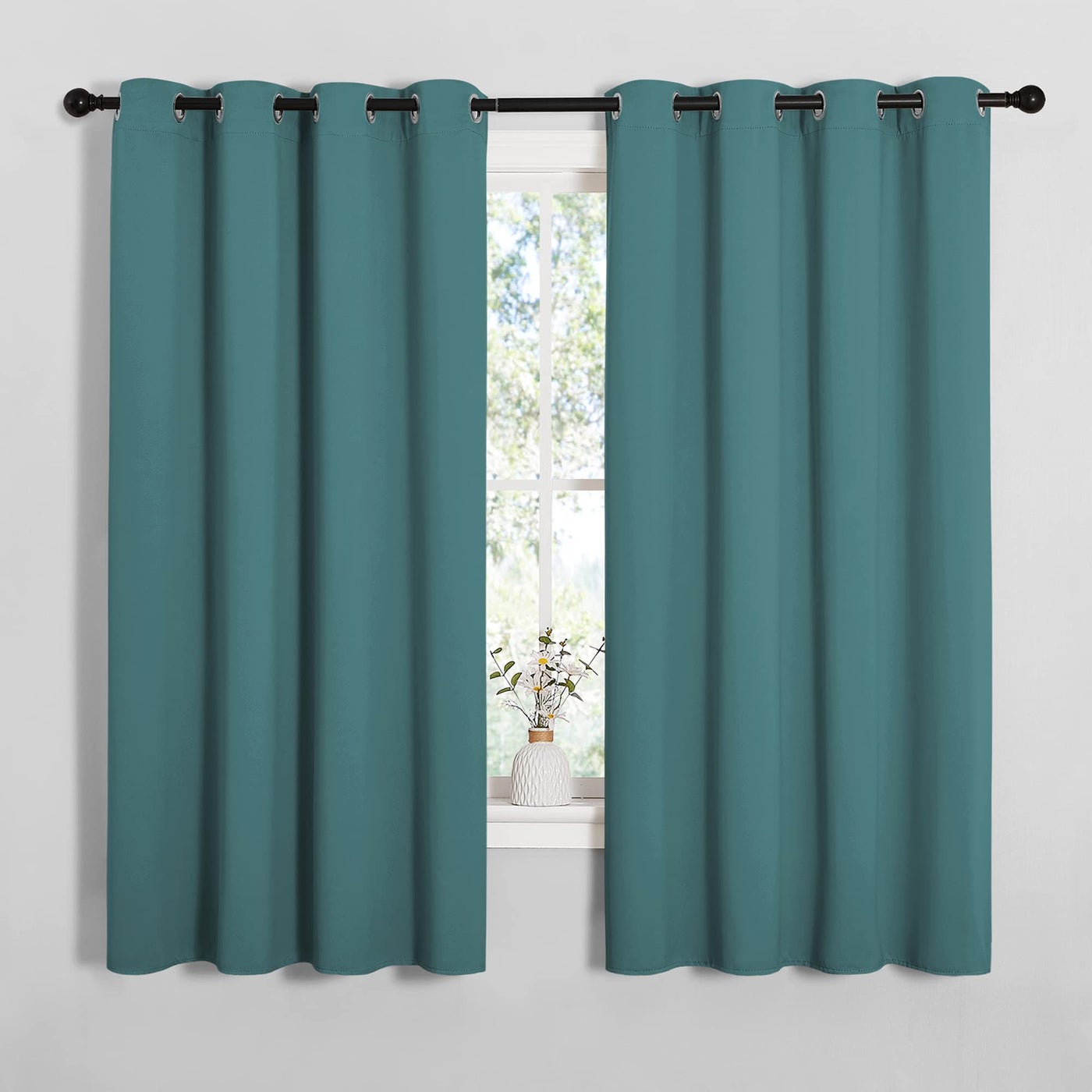 NICETOWN Bedroom Curtain Panels Blackout Draperies Thermal Insulated Solid Grommet Blackout CurtainsDrapes Sea Teal One Pair 55 by 68inch