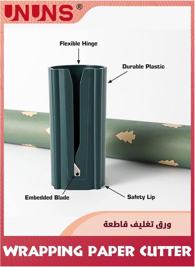 UNUNS 2 Pack Wrapping Paper Cutter,Gift Wrap Cutter,Wrapping Cutter Tool Tube,Portable Sliding Roll Gift Packaging for Gift,Black+Green  - Image 2