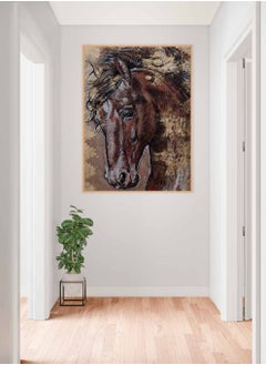 LOWHA Canvas Wall Art Stretched Over Wooden Frame with Gold Floating Frame, Wild Horse Head Painting, For Home, Living Room, Office Decor  - Image 1