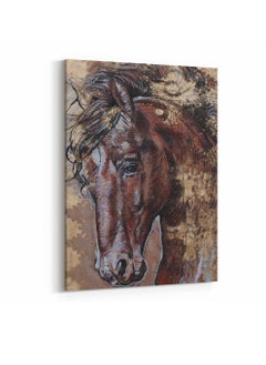 LOWHA Canvas Wall Art Stretched Over Wooden Frame with Gold Floating Frame, Wild Horse Head Painting, For Home, Living Room, Office Decor  - Image 3