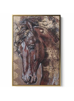 LOWHA Canvas Wall Art Stretched Over Wooden Frame with Gold Floating Frame, Wild Horse Head Painting, For Home, Living Room, Office Decor  - Image 4