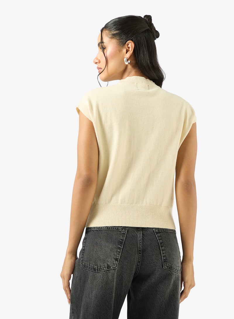 Ginger High Neck Knitted Relaxed Fit Top - Image 2