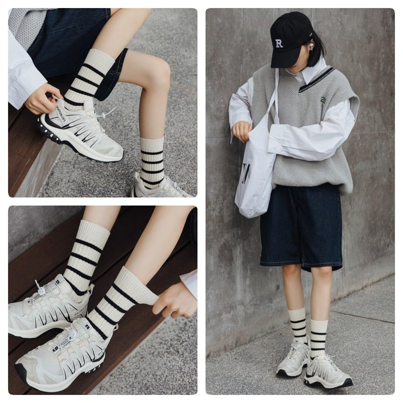 FORJMMP 5/10 Pairs Retro Style Colorful Striped Socks, Cute Athletic Crew socks for Women (5 Pairs-Set C) - Image 2
