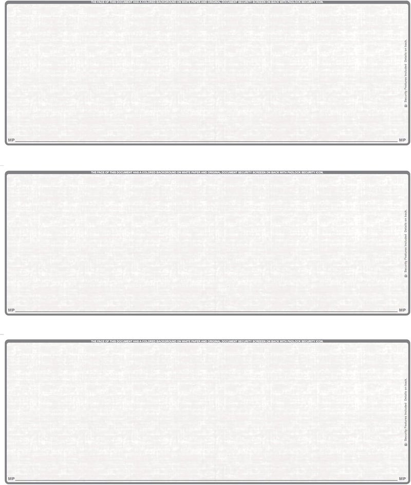 CAROUSELCHECKS 500 Sheets/Blank Laser 3 to A Page Computer Checks (Gray Safety) - Image 1