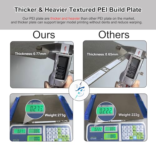 Wefuit Thicker 0.77mm Textured PEI Build Plate with QR Code for Bambu Lab P2S X2D X1 X1C X1E P1P P1S A1 Hot Bed,257x257mm Double Sided Heated Bed Flexible Spring Steel Sheet for Bambus 3D Printer Platforms - Image 2