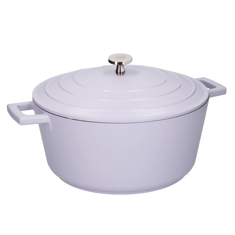 MasterClass Large Casserole Dish with Lid Lightweight Cast Aluminium Induction Hob and Oven Safe Lavender 5 Litre28 cm