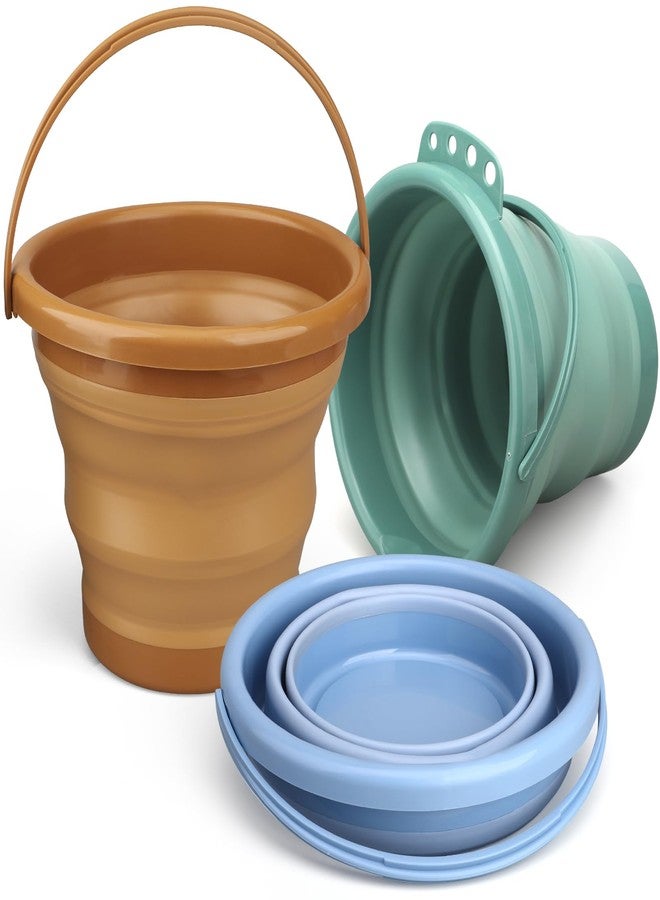 Dilabnba Collapsible Beach Buckets Set Toys, Easter Eggs Buckets, 3PCS 2.5 L Portable Silicone Foldable Pails for Camping Sandbox Garden Beach Party Fishing - Image 1