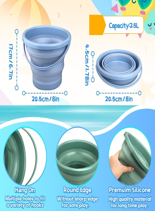 Dilabnba Collapsible Beach Buckets Set Toys, Easter Eggs Buckets, 3PCS 2.5 L Portable Silicone Foldable Pails for Camping Sandbox Garden Beach Party Fishing - Image 3