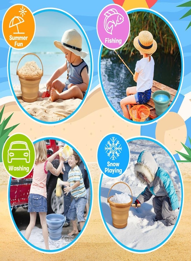 Dilabnba Collapsible Beach Buckets Set Toys, Easter Eggs Buckets, 3PCS 2.5 L Portable Silicone Foldable Pails for Camping Sandbox Garden Beach Party Fishing - Image 4