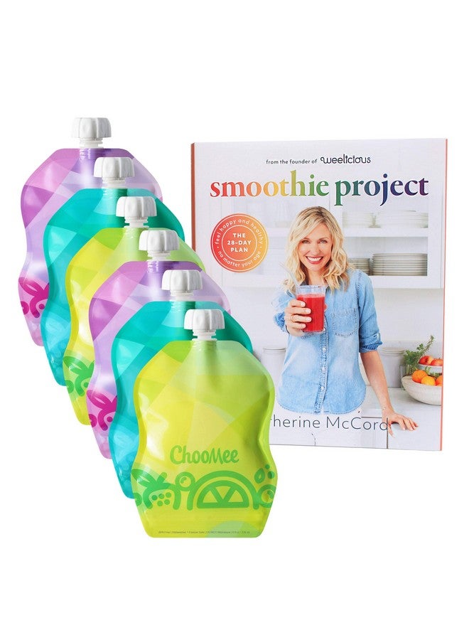 ChooMee Smoothie Project by Weelicious + SnakPack Reusable Food Pouches - New! | 6 CT, 8 oz | TropiColor Design, Ideal for Purees, Smoothie Blends and Baby Food - Image 1