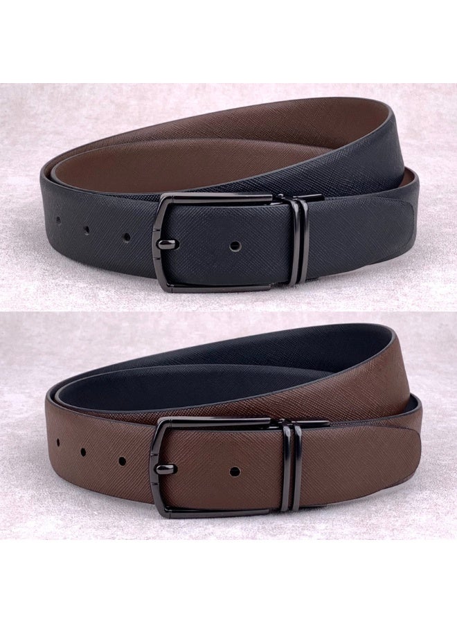 Classic Milano Genuine Leather Reversible Belt for Men | Black & Brown Formal Belt for Business or Office Wear | Men's Leather Belt - Image 1