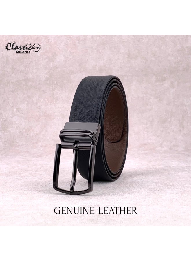 Classic Milano Genuine Leather Reversible Belt for Men | Black & Brown Formal Belt for Business or Office Wear | Men's Leather Belt - Image 4