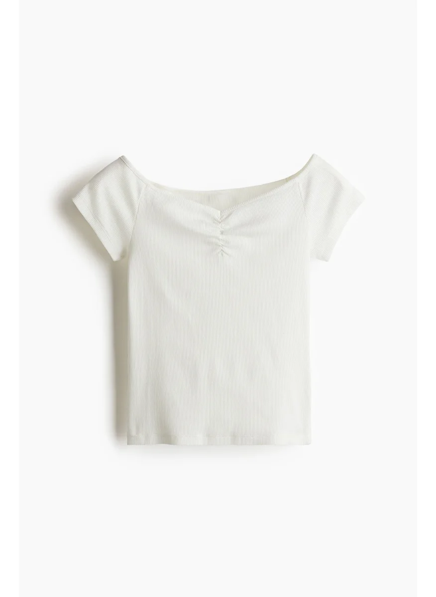 اتش اند ام Ribbed Boat-Neck Top