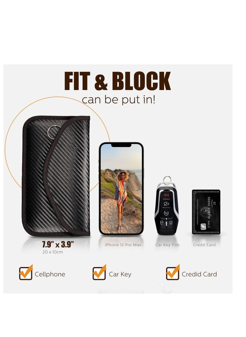 SYOSI - 4 Pcs Faraday Bags Signal Blocking Key Pouch Wallet Anti-Tracking Anti Theft Car Protection RFID Signal Blocking for Phones Key Fobs - Image 1