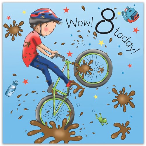 Twizler 8th Birthday Card for Boy with BMX Bike – Age 8 Birthday Card – Age 8 Card – Age 8 Boys Gifts – Childrens Birthday Card – Boys Birthday Card – Happy Birthday Card - Image 2