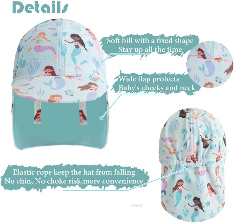 Gifts Treat Kids Legionnaires Hat, UPF 50+ Sun Protection Swim Cap Flap Hat for Kids, Quick Drying Boys Sun Hat with Neck Protection for Beach Seaside Pool… - Image 4
