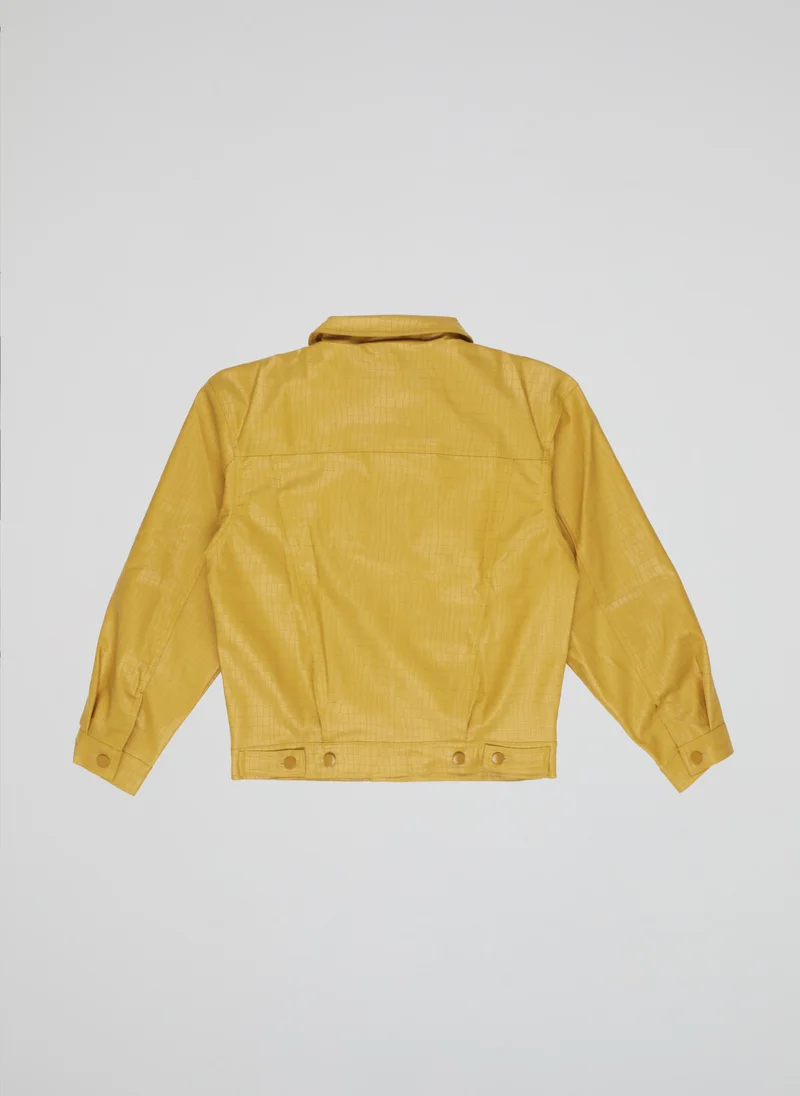 بي هايب سوسيتي B-Hype Yellow Croc-Effect Faux Leather Jacket
