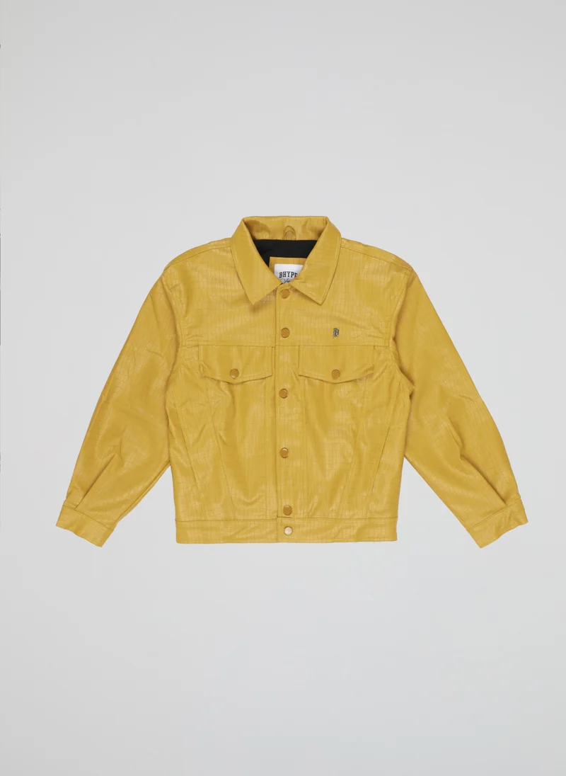 بي هايب سوسيتي B-Hype Yellow Croc-Effect Faux Leather Jacket