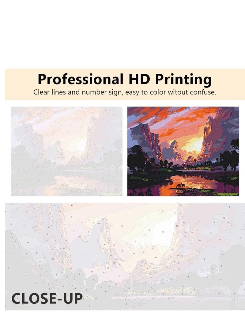 KASTWAVE Paint by Numbers for Adults Beginner, Landscape Painting Canvas Oil Painting Digital Painting Kit, Acrylic Paint by Numbers for Living Room Home Bedroom Decor 16x20inch - Image 4