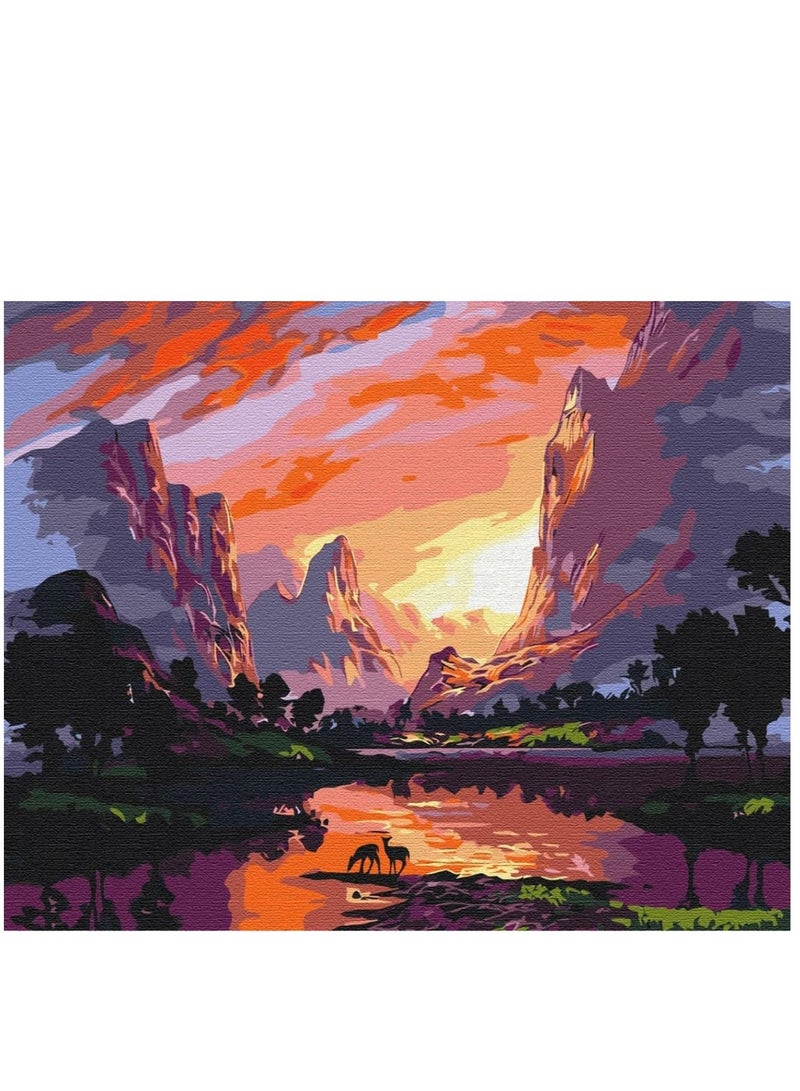 KASTWAVE Paint by Numbers for Adults Beginner, Landscape Painting Canvas Oil Painting Digital Painting Kit, Acrylic Paint by Numbers for Living Room Home Bedroom Decor 16x20inch - Image 1