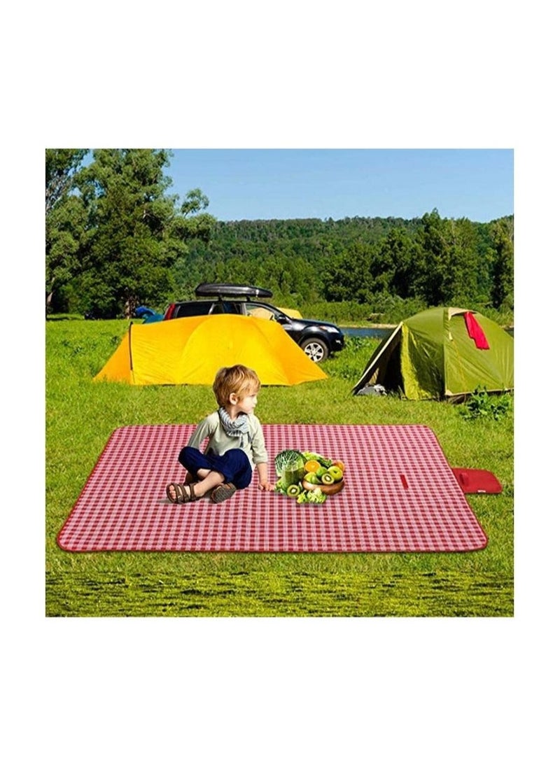 Outdoor Picnic Blanket Extra Large Sand Proof and Waterproof Portable Beach Mat for Camping Hiking Festivals Red 180*145cm